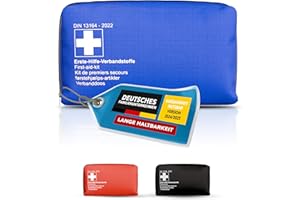 Thomatex® KFZ Verbandstasche 2025/2026 [DIN 13164-2022] – Kompakter Verbandskasten – Lange Haltbarkeit – Erste-Hilfe-Set, StVO-konform – Blau