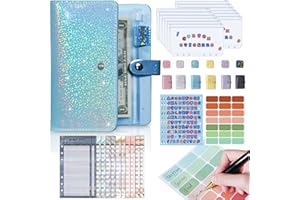 Zankie Enveloppe d'économie d'argent-Reliure d'argent Reliure trésorerie | classeur Budget Portable avec Fermeture à Bouton, défi d'économies classeur en PVC imperméable A6