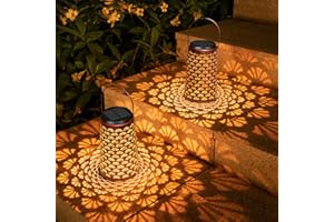 Farolillos Solares Exterior, Moman 2 Pcs Linterna Solar Exterior Jardin Decorativo Colgantes con Luz Fría/Cálida Lámparas Solares IP55(Estilo Concha), Farolillo-Solar-Exterior-Jardín-Linterna
