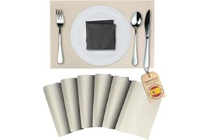 Mondiroso. Pack de 6 Manteles Individuales Mesa Lavables. Salvamanteles Individuales Antideslizantes Mantel Individual para Mesa de Comedor y Cocina. (6, Marfil)