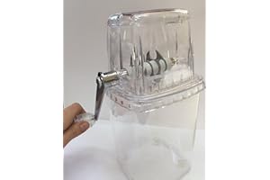 ANGOPE Picadora de hielo manual – material PVC - color transparente – picador de cubitos con cuchillas de acero inoxidable – triturador de hielos con tapa de seguridad - Garantía Aramis