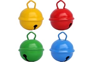 MUSIKID Gros Grelots Musicaux Couleurs Jaune Rouge Vert Bleu (4 clochettes 25mm) Existe en Petits 15mm et Géants 35mm Pour Montessori Instruments Anniversaire Chat Décorations Loisirs Créatifs