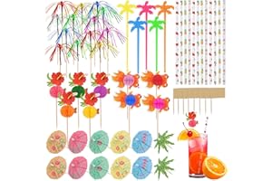MOSTFUN 187 Piezas Decoración de Cócteles, Paraguas de Cóctel, Palito de Fruta, Palitos de Fuegos Artificiales, Pajitas Coctel, para Cócteles,Bebidas,Fruta y Pastel Decoración