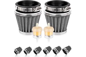 Swpeet 2 filtri dell'aria per moto da 54 mm con 2 filtri del carburante, kit universale di ricambio per aspirapolvere a cono per moto da cross e scooter da 50 cc, 110 cc, 125 cc, 150 cc, 200 cc, ATV e