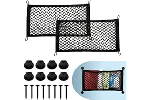 VEHIRIE Organizador Maletero Coche, 2 Piezas Bolsa De Organizador Tronco De Coche con Redes De Bolsillos EláStica, 55 x 25 cm Red De Almacenamiento Negro