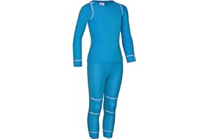 icefeld® - atmungsaktives Thermo-Unterwäsche Set für Kinder - warme Wäsche aus langärmligem Oberteil + Langer Unterhose (ÖkoTex100) in blau, Marine, pink oder schwarz