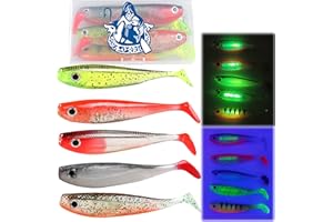 ‎NJORD KALASTUS Messeneuheit 2021 Gummifische Set mit Knicklicht / Lockmittel /Rassel Kanal 12cm | Gummifisch Köder mit 3d Augen & realistischen Dekor | Raubfisch Angel Köder in Köderbox für Zander Hecht Barsch