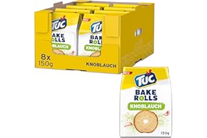 ‎TUC TUC Bake Rolls Knoblauch – Knusprige doppelt gebackene Brotchips – 8 x 150g