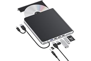 KADLUN External CD DVD Drive for Laptop USB 3.0 USB C CD Burner External DVD Drive Portable CD ROM Burner Reader Writer Drive External DVD Player for Laptop Desktop PC Windows 11/10/8/7 MacBook Mac OS Linux