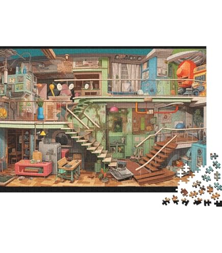 1000 Teile Puzzle „Chaos Im Weihnachtshaus“ – Lustiges Cartoon-Puzzle Für Die Ganze Familie (ca. 66 X 50 Cm) Inkl. Poster