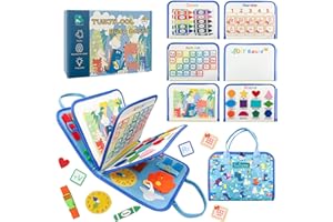 TUNJILOOL Busy Board Jouet Educatif pour Apprendre Motricité Fine, 5 Couches Planches Montessori Jouet pour Enfant 2 3 4 Ans