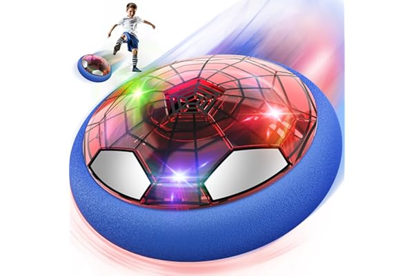 Spider Ballon de Foot Aéroglisseur, Air Power Football Enfant Jouet Garçon 3 4 5 6 7 8 9 Ans Hover Ball Rechargeable avec Lumière LED Soccer Aire de Jeux Intérieur Extérieur Cadeau Noël Anniversaire