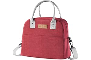 NHHEO Borsa Termica Pranzo 10L Borsa Frigo Borsa Pranzo, Borsa Termica Media per Ufficio lavoro Scuola Viaggi Campeggio All'aperto Picnic (Rosso)