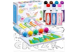 ‎OHUHU Ohuhu Bingo Dabbers, 12 Farben Auswaschbar Dot Marker für Kinder (40 ml) mit einem leeren 30 Seiten Kinder Activity Book für Vorschule ungiftig Wasser-basierte Punkt-Kunstmarker