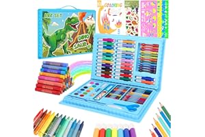 CutteeyFyry Maletin Pintura NiñOs De 3 A 9 AñOs,Dinosaurios Maletin De Pinturas Para Juego,Pasteles Al óLeo, Crayones, LáPices De Colores, Regalos De Dinosaurios Para Juego De 3-9 AñOs