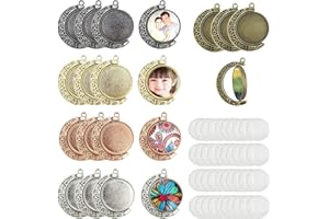 DUGYIRS 60 Pièces Pendentif Double Face Rotation lunaire Kit de Plateau-20 Pièces Réglage Cabochon Double Face 25mm et 40 Pièces 25 mm Cabochons Ronds en Verre pour la Fabrication de Bijoux