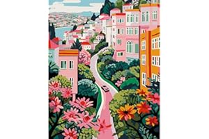 JATOK Paint by Numbers Kits for Adults, Painting Kits for Beginners On Clear Symbols Colored Canvas, Easy DIY Acrylic Pigment Drawing Paintwork for Home Wall Decor, 16x20in Frameless, Village