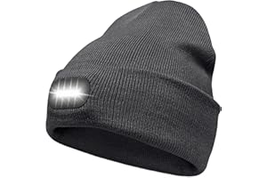 Loowoko LED Beleuchtete Mütze,Wiederaufladbare USB Laufmütze mit Licht Extrem Heller 8 LED Lampe Winter Warme Stirnlampe für Herren und Damen Geschenke