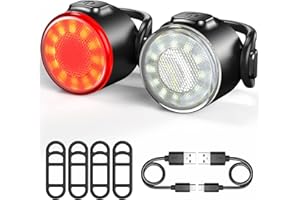 ASUNND Lumiere Velo，éclairage Avant et arrière Rechargeables par USB，Eclairage Velo à LED étanche IPX4，6 Modes luminosité，pour Tous Les vélos de Route et de Montagne et Toutes Les Conditions météorologiques