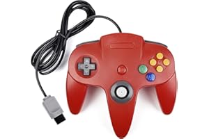 miadore Rétro Manette 64 N64 Contrôleur, N64 Gamepad de jeu filaire pour 64 Console N64 (Rouge)