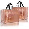 Drapme Large Size Pack of 10 Pcs Glossy Metallic Laminated Non-Woven Reusable Eco-Friendly Party Return Gift Bags (Copper) (Large 17x12x5 Inch)