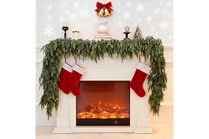 EZNAOBO 6 FT Real Touch Cedar Garland, Green Artificial Christmas Garland, Thickned Realistic Greenery Pine Garland for Holiday Fireplace Mantle Window Indoor Outdoor Decor (6FT)