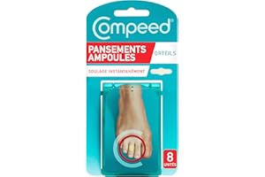 Compeed® - 8 Pansements Ampoules Hydrocolloïde - Effet Seconde Peau - Cicatrisation Rapide - Orteils (5,1 x 1,7 cm)