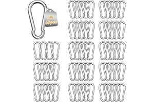 LALAGO Juego de 65 Mosquetones M10-60 mm x φ6mm - Mosquetones con Cierre a presión - Hierro Galvanizado - Carga de hasta 550 kg - Gancho de Resorte para Hamaca, Saco de Boxeo