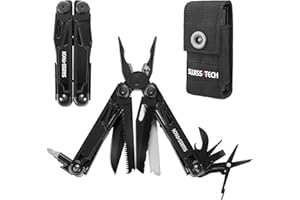 Swiss+Tech Multi-Tool, 16-in-1Multitools Pliers, Foldable Multitool Pliers with Carry Bag, Camping Multitool with Scissors, Saw, Bottle Opener, Screwdriver for Outdoor, Repairing, Hiking, Picnic
