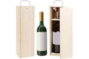 BELLE VOUS Cassette Legno Vino Vuote (2 Scatola Portavino) - 34,4 x 9,5 x 9,5 cm - Scatola Legno Vino/Champagne con Manico - Cassetta Legno Vino per Feste di Compleanno, Matrimoni ed Inaugurazioni