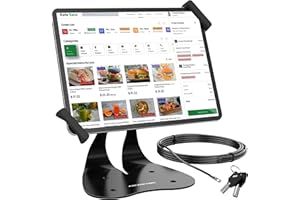 AboveTEK Anti-Theft Tablet Stand, Universal Security POS Tablet Holder, Diagonally-Oriented iPad Lock Mount for 7-13 inch iPad, Galaxy with Security Cord and Key, 360° Swivel for Business and Retail