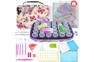 KEYRANKE Diamond Painting Accessories Storage Boxes with Tools, 30 Slots Diamond Art Accessories Storage Box Tools Bead Storage Box Crystal Art Accessories 5D Diamond Painting Kits