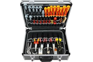 FAMEX WERKZEUGE FAMEX 440-L Werkzeugkoffer mit 2 Paletten mit 56 Einstecktaschen - Facheinteilung im Kofferboden - leer, ohne Werkzeug