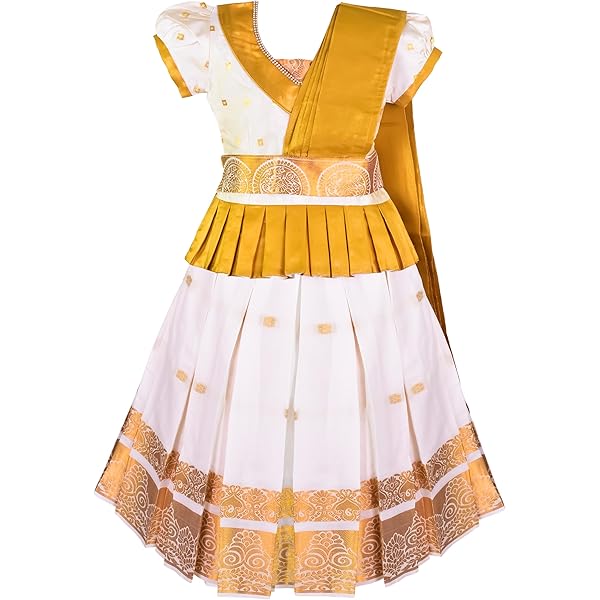 Buy AMIRTHA FASHION Girl's Traditional Kerala Pattu Lehenga Choli (Golden;  15-16 Years) at Amazon.in