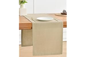 Wracra Vintage Natural Linen Table Runner 180cm Long Machine Washable Rustic Farmhouse Table Runner for Dining Holiday Parties and Everyday Use(Vintage Natural, 180cm)