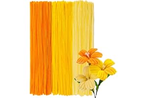 GUWINA 300Pcs Yellow Pipe Cleaners 12'' Long 0.3'' Thick, Fluffy Chenille Stems Set for DIY Arts & Crafts, Colored Fuzzy Sticks Craft Supplies for Making Flowers & Festive Decorations(Gradient Yellow)