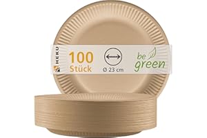 HEKU Be Green - Pack de 5 paquetes de 20 platos de papel orgánico (23 cm de diámetro)