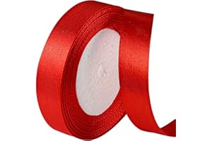 HEMIKS Ruban Satin Rouge, 20mm x 22m Ruban Rouge Brillant Ruban Fin Rubans Couture Ruban Satinée Fête, Ruban Satin d'Emballage Cadeau pour Décoration Saint-Valentin Mariage Anniversaire Noël Artisanat
