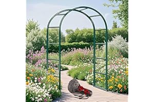 GENERISCH Schwer Rosenbogen Verzinkt Gartenbogen, Wetterfest Rosenbogen Aus Metall Stabil Für Kletterpflanzen Freistehend, Gartenlaube, Rosengestell Torbogen 120 140 180 200 240 280cm(Grün,W180 X H220cm)