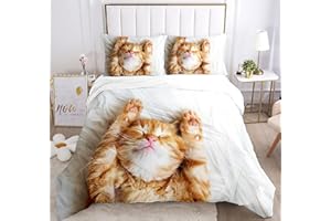 IUNTWEIE Copripiumino gatto matrimoniale, Gatto 3D Biancheria da Letto Per Bambini E Adulti 1 Copripiumino 240 x 220 cm + 2 federe 50 x 75 cm (gatto 1,220x240cm)