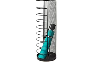 Mind Reader Network Collection, Umbrella Stand, Entryway Organizer, Reinforced Solid Rim and Base, Metal Mesh, 5.5" L x 5.5" W x 15.75" H, Black