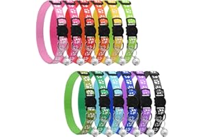 onebarleycorn Collier Chat Anti Étranglement, Collier Chaton Collier pour Chat Réglable Réfléchissant Anti Etranglement et Boucle avec Clochette de Sécurité