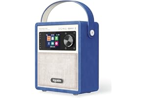 Inscabin P200 Portable DAB/DAB + FM Digital Radio- Altoparlante wireless portatile con Bluetooth, suono stereo, bel design, doppia sveglia, batteria ricaricabile, subwoofer (Blue)