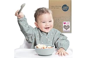Nombear ® Lätzchen für Baby mit Ärmel - Abwaschbare Lätzchen mit Ärmeln, Wasserdichtes Baby Lätzchen für Baby Essen, Ganzkörper Lätzchen für Baby, Ärmellätzchen für Baby, Beikost Baby Zubehör