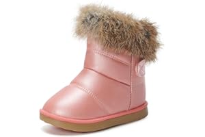 KVbabby Bambine e Ragazze Carino Stivali da Neve Morbide Fodera calda Stivali Scarpe di Cotone Piatto Pelliccia Stivali