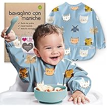 Grembiule Asilo Bavaglini Impermeabili Neonato - 2 Pezzi, Con