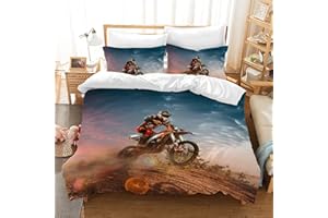 AVJWWD Copripiumino per moto 3D, motivo stampato in 3D di set di biancheria da letto a tema moto per sport estremi, set di biancheria da letto per moto moderno con 2 federe (200 x 200 cm, Moto5)