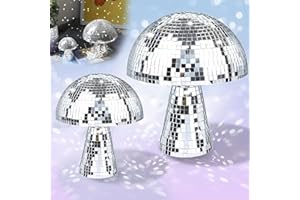 Boule Disco Champignon Miroir,xlwen 2 pièces Champignon Miroir Disco,Décorations De Champignons Miroir Disco,Boule À Facettes Champignon pour Décorations d'art Maison Articles Fête