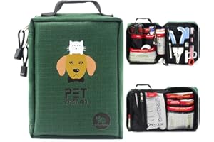 AID MATE Dog First Aid Kit for Travel&Home Pet Emergency Kit for Dog&Cat 150 Pcs First Aid Supplies with Molle Pouch for Traveling Hiking Camping Hunting Green