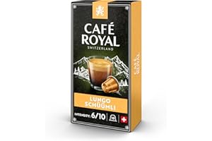 Café Royal Lungo Schüümli 100 kapsułek do ekspresu do kawy Nespresso, intensywność 6/10, certyfikat UTZ, kapsułki z aluminium, 10 opakowań x 10 kapsułek